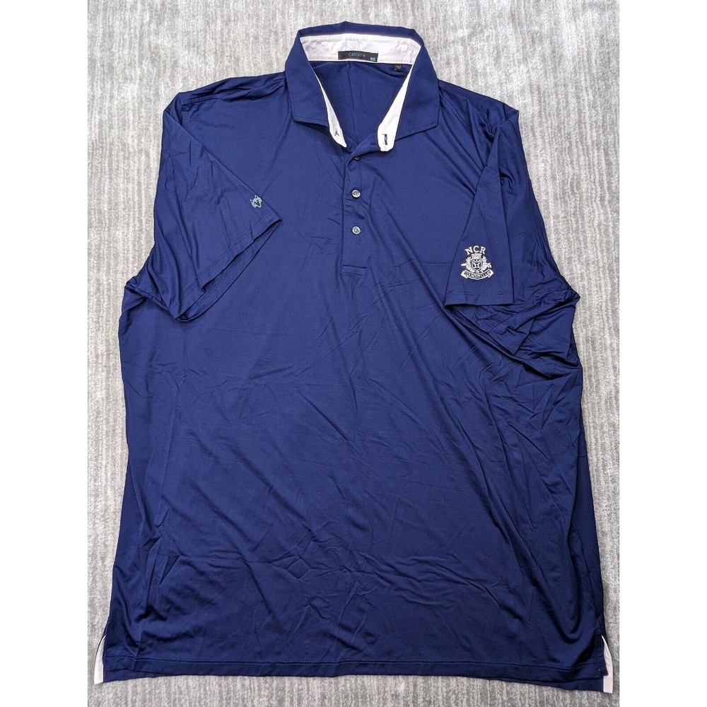 Greyson Wolf Polo Shirt Mens 2XL Blue Short Sleeve Stretch Nylon Blend Golf